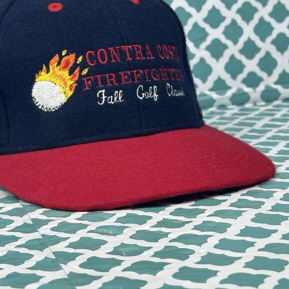 Vintage‎ Otto Cap Adjustable Strap Wool Contra Costa Firefighter Golf Baseball - Picture 1 of 10